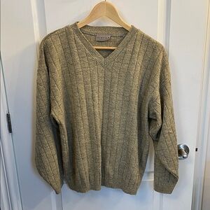 Vintage Top Top Men's Khaki V-Neck Sweater